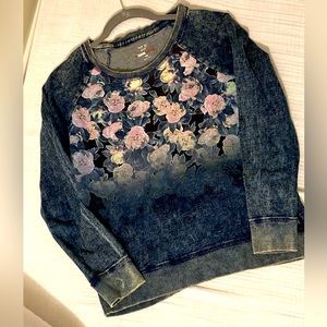 Acid-washed Floral Graphic Sweatshirt